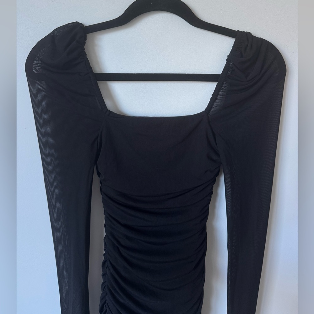Oh Polly Mesh Long Sleeve Mini Dress in Black - Size 2 - Picture 8 of 10